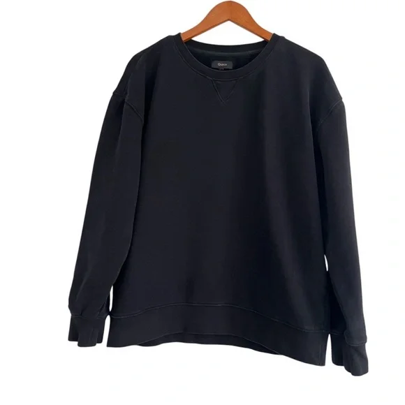 Quince Men's Organic Heavyweight Crew Fleece Black Size Medium - Picture 8 of 11